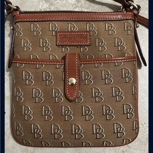 Dooney & Bourke Tan and Brown Logo Messenger Bag